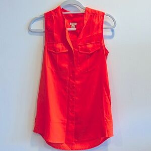 Jcrew Neon Orange Sleeveless Blouse